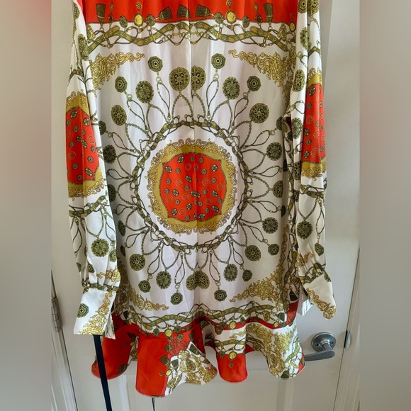 NWT Pretty Little Things Women’s Orange Long Sleeve Button Up Dress US Size 12 - Picture 4 of 9